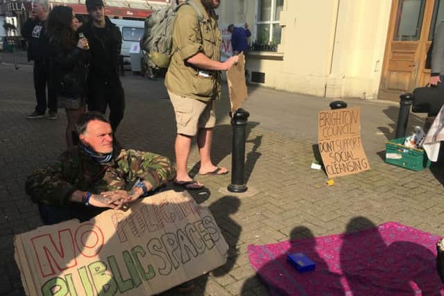Protestors outside Brighton Town Hall