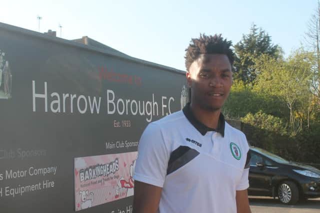 Burgess Hill's two-goal scorer Tyrell Richardson-Brown pictured at Harrow Borough on Saturday.
Picture by Colin Bowman