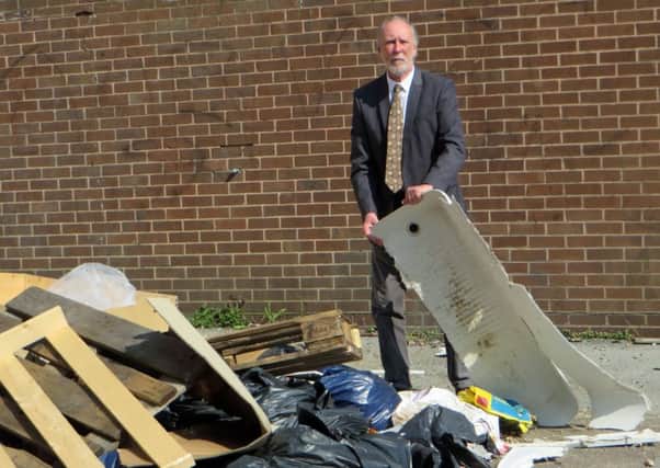 Labour's Worthing Pier candidate Jim Deen at Teville Gate where waste has been dumped (photo submitted).