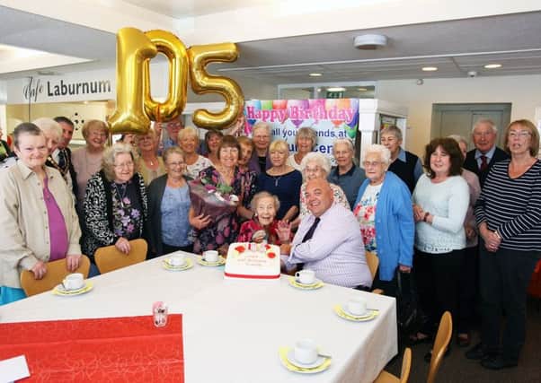 Birthday party at The Laburnum Centre, Bognor Regis, for the oldest member, 105-year-old Gladys Barnard. Photo by Derek Martin DM17418301a