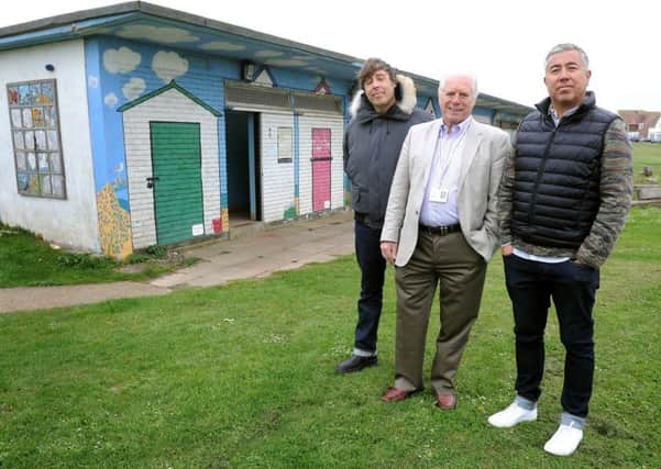 (Left to right): Dan Stockland, manager of Big Beach Cafe, councillor Brian Boggis  and developer Roger Wade