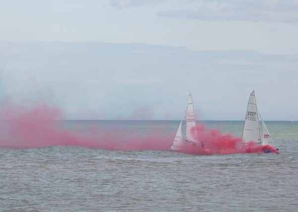 Bexhill Sailing Club staged a mock sea battle  to create a new work, Seascape, by artist Simon Patterson. SUS-170419-120135001