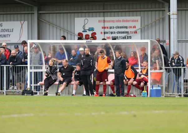 The Rocks management look on as the team struggle to save the game at Havant / Picture by Tim Hale