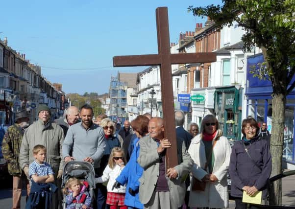 Churches Together Easter procession, Bexhill. Photo by Margaret Garcia. SUS-170417-070149001