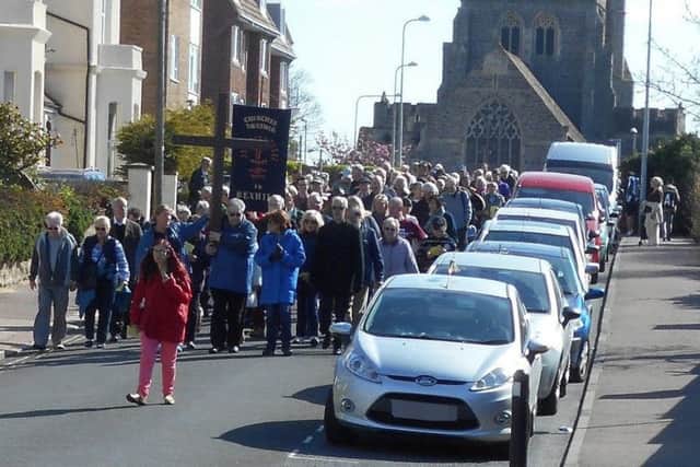 Churches Together Easter procession, Bexhill. Photo by Margaret Garcia. SUS-170417-070221001