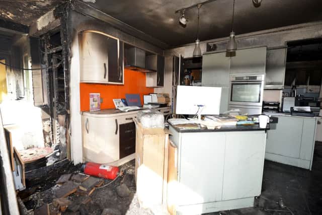 Fire damage at R & R Kitchens, Sidley. SUS-170504-151011001