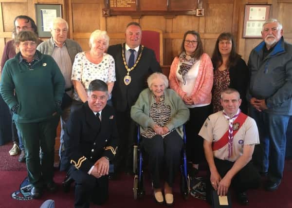 The winners of the Littlehampton Town Council Merit Award with town mayor Ian Buckland in the New Millennium Chamber in Manor House in Church Street