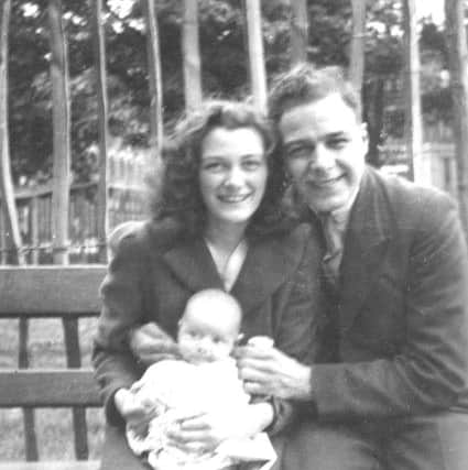 Bill, his wife Mary and their two-month-year-old baby David in July 1942. Bill left for overseas a month later. The next time he saw David, his son was four years old