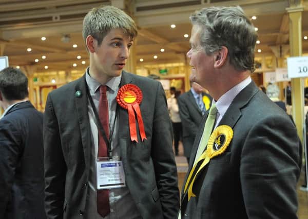 L-R: Jake Lambert (Labour) & Stephen Lloyd (Liberal Democrat) SUS-150805-075401001