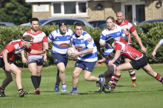 Jacob McDonough in possession for Hastings & Bexhill during their final league fixture of the season, against HSBC, the weekend before last. Picture courtesy Nigel Baker