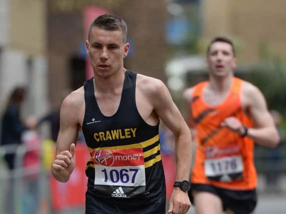 James in action at the London Marathon. Picture by PW Sporting Photography