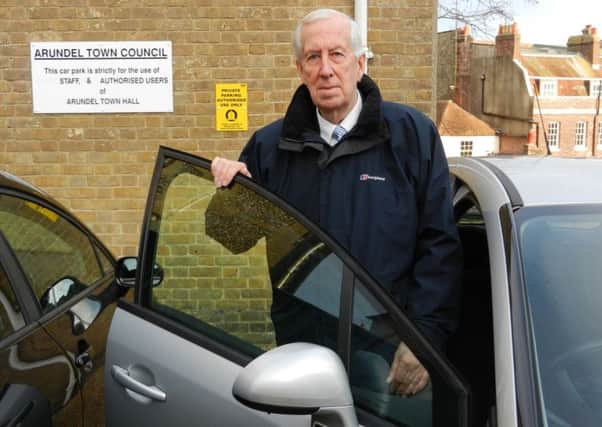 Peter Moss, pictured when he was Arundel deputy mayor, taking on Arun District Council in a row over parking at Arundel Town Hall. Picture: Roger Green