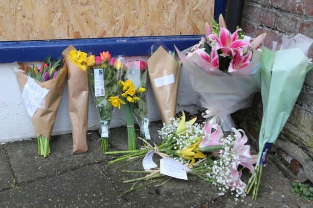 Floral tributes to Debbie Masters. Picture by Eddie Mitchell.