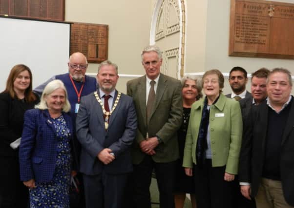Lindsay Frost (centre) with mayor James Stewart and other councillors at the Arundel annual town meeting