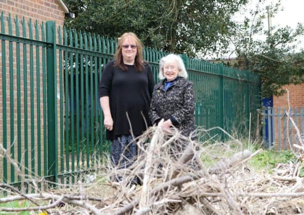 Sue Sula, chairman of the Brookside Memorial Garden Community Group, and historian Mary Taylor at the memorial garden site next to the Brookside Industrial Estate in Rustington