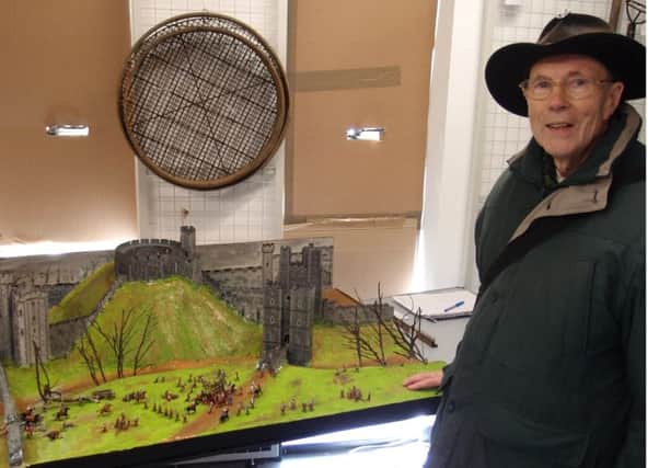 Tony Pudwell with his large display depicting the Civil War siege of Arundel Castle