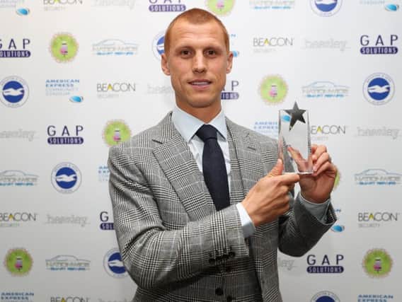 Steve Sidwell with his goal of the season award. Picture by Paul Hazlewood (BHAFC)