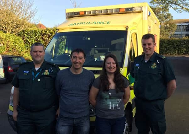 Des and Jade Crockford meet ambulance staff