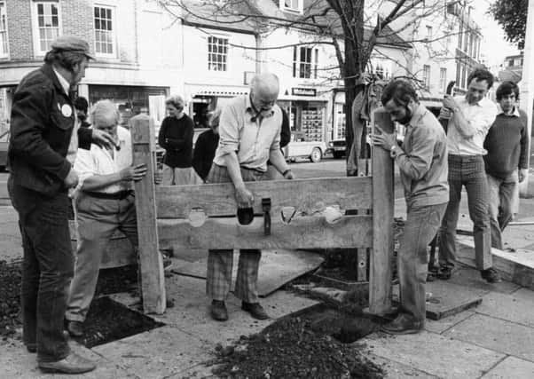 Stocks being removed in the Carfax in the 1980s.