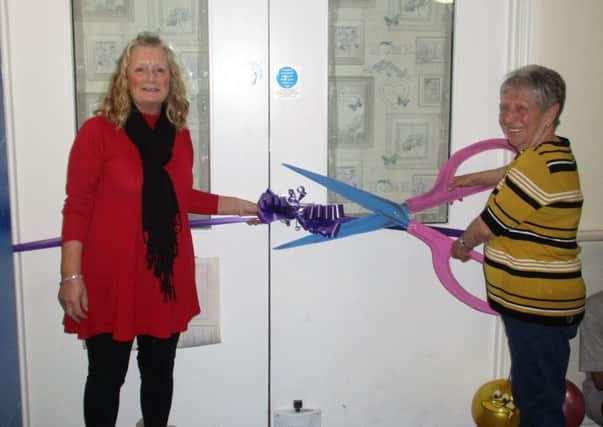 Harry Chestons daughter Suzanne Westcott and widow June Cheston open the new sensory room at Darlington Court