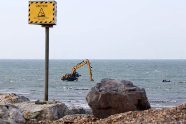 Moby Dig is fast becoming a landmark. But could it have been rescued during the low spring tide? Picture: Eddie Mitchell