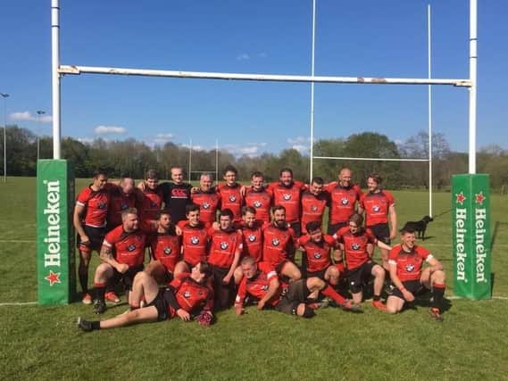 A happy Heath Rams squad after winning the Sussex Vase on Saturday