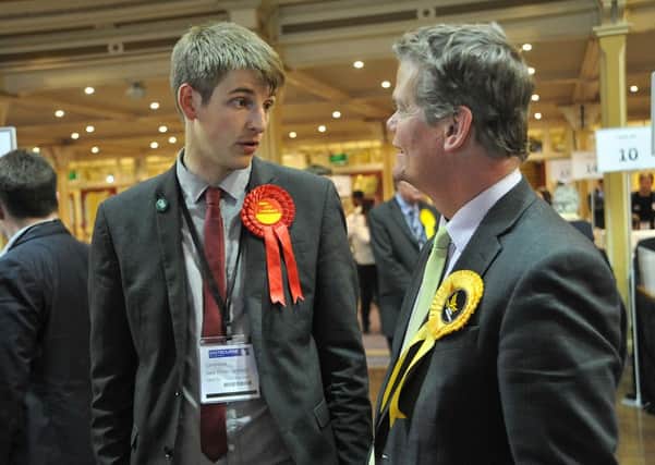 L-R: Jake Lambert (Labour) & Stephen Lloyd (Liberal Democrat) SUS-150805-043342001