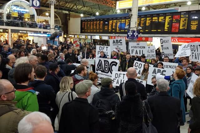 Association of British Commuters protest at Department for Transport in December (Photograph: Bradley Rees)