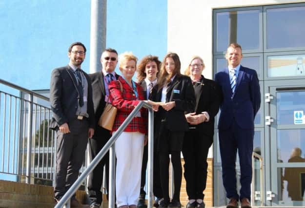 From left: Mr Ferdowsian; Paul Boswell, of Newhaven Chamber of Commerce; Annie Loyrs, president of the Chamber of Commerce; Harvey Evans; Holly Ashdown; Helen Macaulay, of the Chamber of Commerce; and Mark Newnham-Reeve, deputy head of Seahaven Academy.