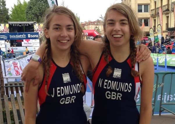 Josephine Edmunds and Nicole Edmunds at the European Duathlon Championships in Spain.
