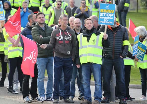 Around 200 Unite workers are said to be striking at Rolls-Royce today. Photos Eddie Mitchell