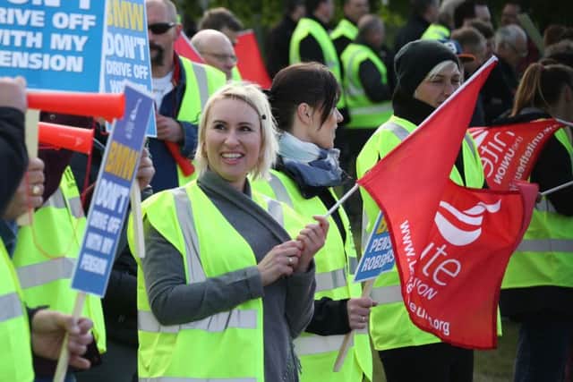 Strike at Rolls-Royce in Goodwood. All pictures and video by Eddie Mitchell