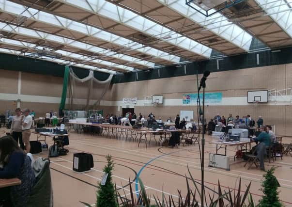 County council election count at Arun Leisure Centre in Felpham.