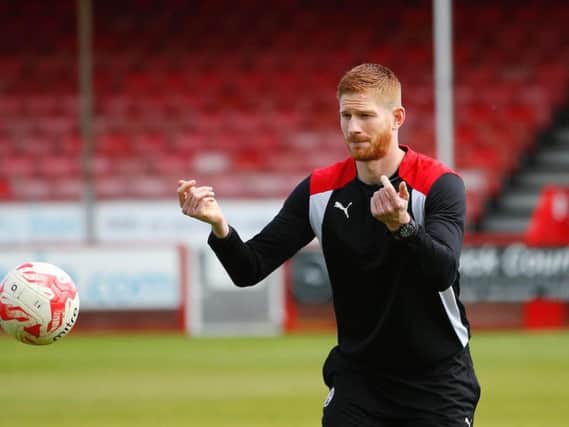 Crawley Town player Matt Harold takes charge of training at the Checkatrade.com Stadium in Crawley after the departure of Head Coach Dermot Drummy and his assistant Matt Gray yesterday. Picture James Boardman/Telephoto Images