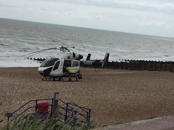 An air ambulance on the beach. Photo Craig Harmer SUS-170505-133435001