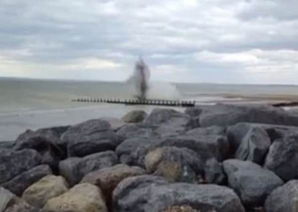 The moment the ordance was detonated on Selsey beach today