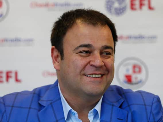Crawley Town owner Ziya Eren at the club's press conference at the Checkatrade Stadium today following the departure of head coach Dermot Drummy.
Picture by James Boardman, Telephoto Images.