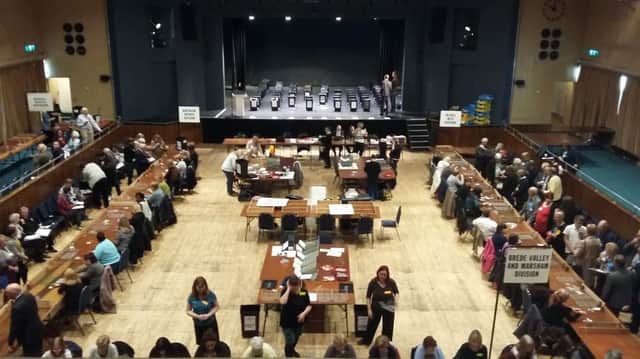 East Sussex County Council election count 2017 at Bexhill. SUS-170505-173552001