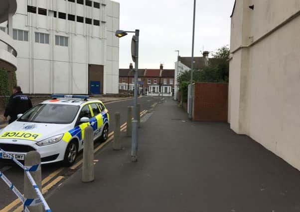 Road taped off at Arndale Centre Eastbourne. Photo by Dan Jessup.