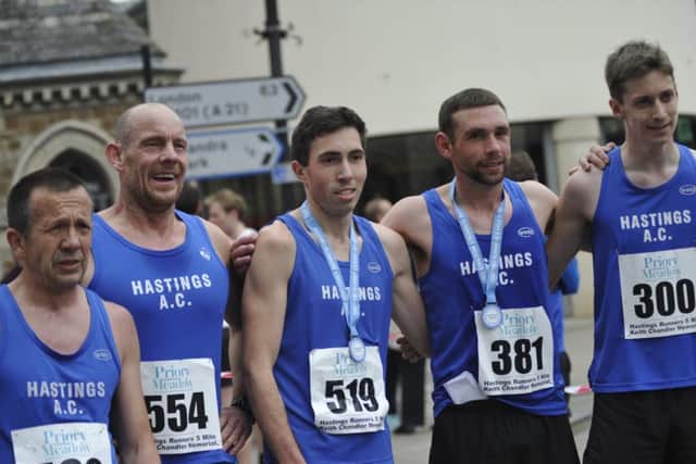 Several of Hastings Athletic Club's leading performers in the Hastings Runners 5-Mile Race, including runner-up Gary Foster (519).