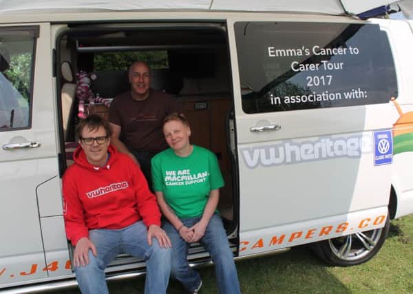 Emma Nicholls, James Cannom and Andy Gregory from VW Heritage by the van