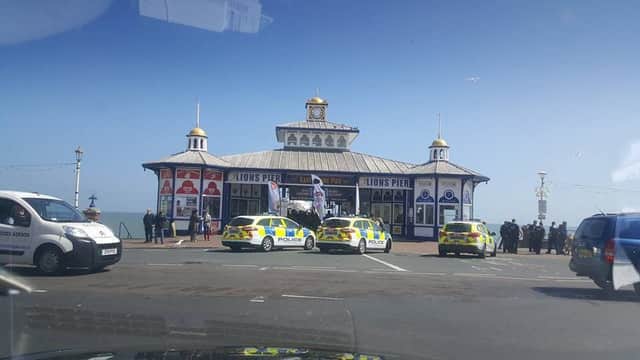 Police on scene at the pier today SUS-170905-163931001