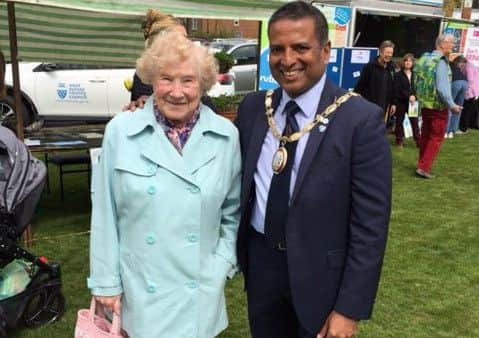 Mayor, councillor Sujan Wickremaratchi with a festival guest. Picture: Haywards Heath Town Council