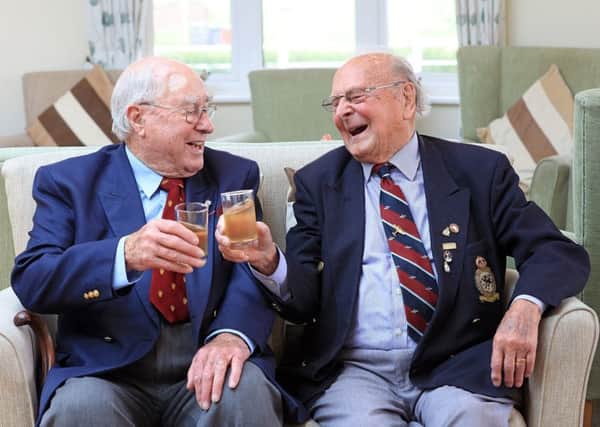 World War Two veterans Dave Fellowes and George Dunn enjoy catching up at Princess Marina House