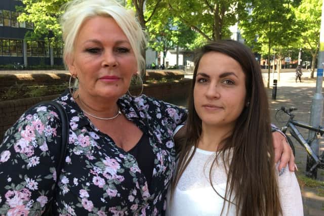 Lorraine Sharpe, 47, with her daughter Faye Sharpe, 24, who was attacked by Karl Gates