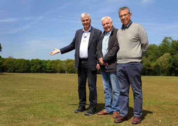 Henfield Parish Council has submitted plans to transform the common into two football pitches. Malcolm Eastwood (Henfield parish council Chairman), councillor Gary Pettifer, Vas Siantonas (project team member). Pic Steve Robards