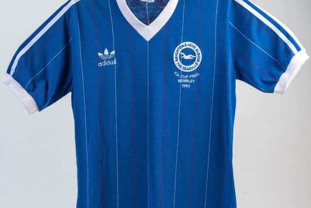 Brighton & Hove Albion 1983 FA Cup Final shirt worn by Gary Stevens (Photograph: Royal Pavilion & Museums, Brighton & Hove)
