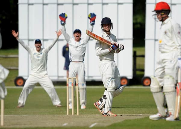 Cricket: Sussex League Division 2: Billingshurst (fielding) v Porstlade. Ian Wainwright loses his wicket. Pic Steve Robards SR1710783 SUS-170515-180731001