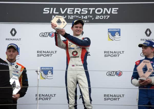 Will Palmer celebrates his victory at Silverstone