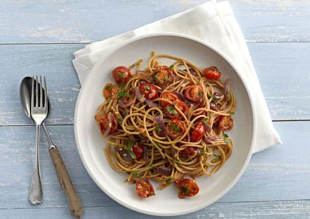 Wholewheat Spaghetti with Cherry Tomatoes. The Vegetarian Society